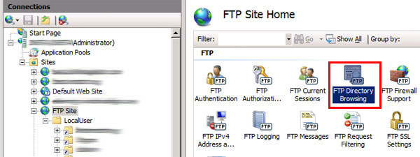 FTP Directory Browsing ayarları