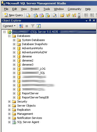SQL Server 2005'te veritabanı gizleme