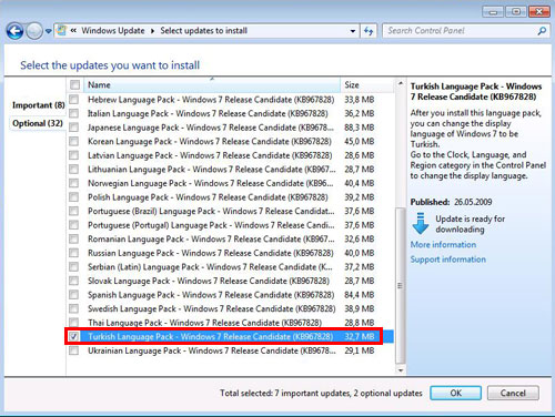 Windows 7 Türkçeleştirme