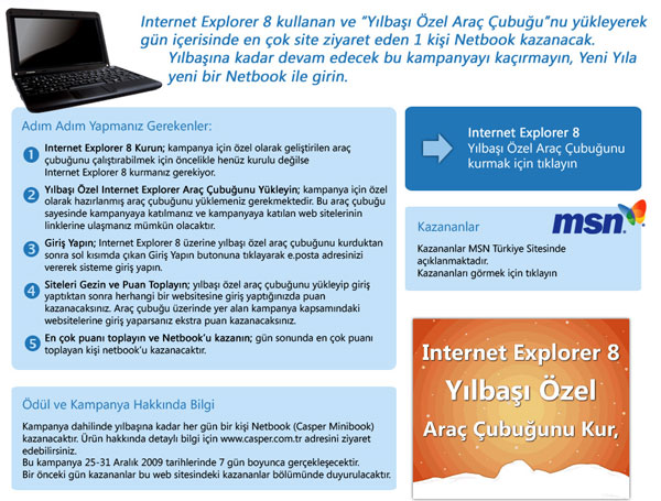 Internet Explorer 8 yılbaşı kampanyası