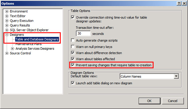 SQL Server tablo değiştirme hatasını giderme