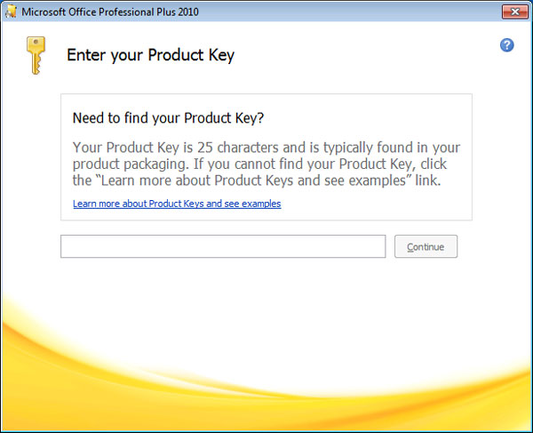 Office 2010 ürün anahtarı girişi